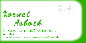 kornel asboth business card